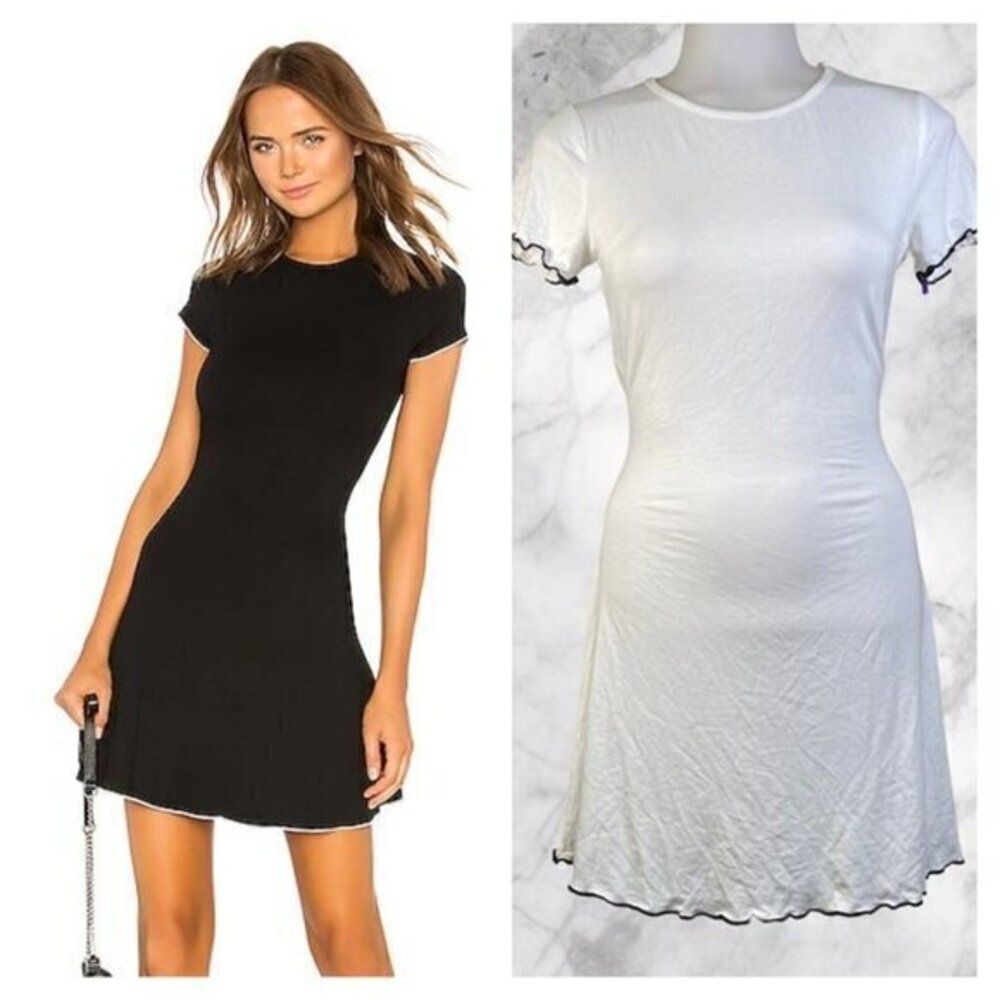 Superdown London Lettuce Trim Dress - White and Black